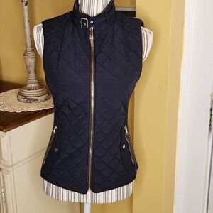 Zara navy quilted vest women's size S